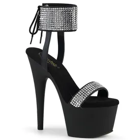 7" Platform Lace-Up Back Sandal with Rhinestone Ankle Cuff & Toe Strap (ADORE-770)