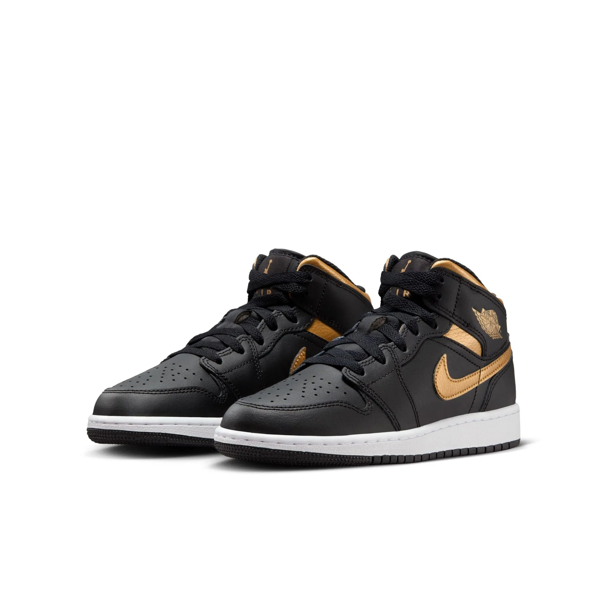 Air Jordan 1 Mid GS (Black/Metallic Gold/White)