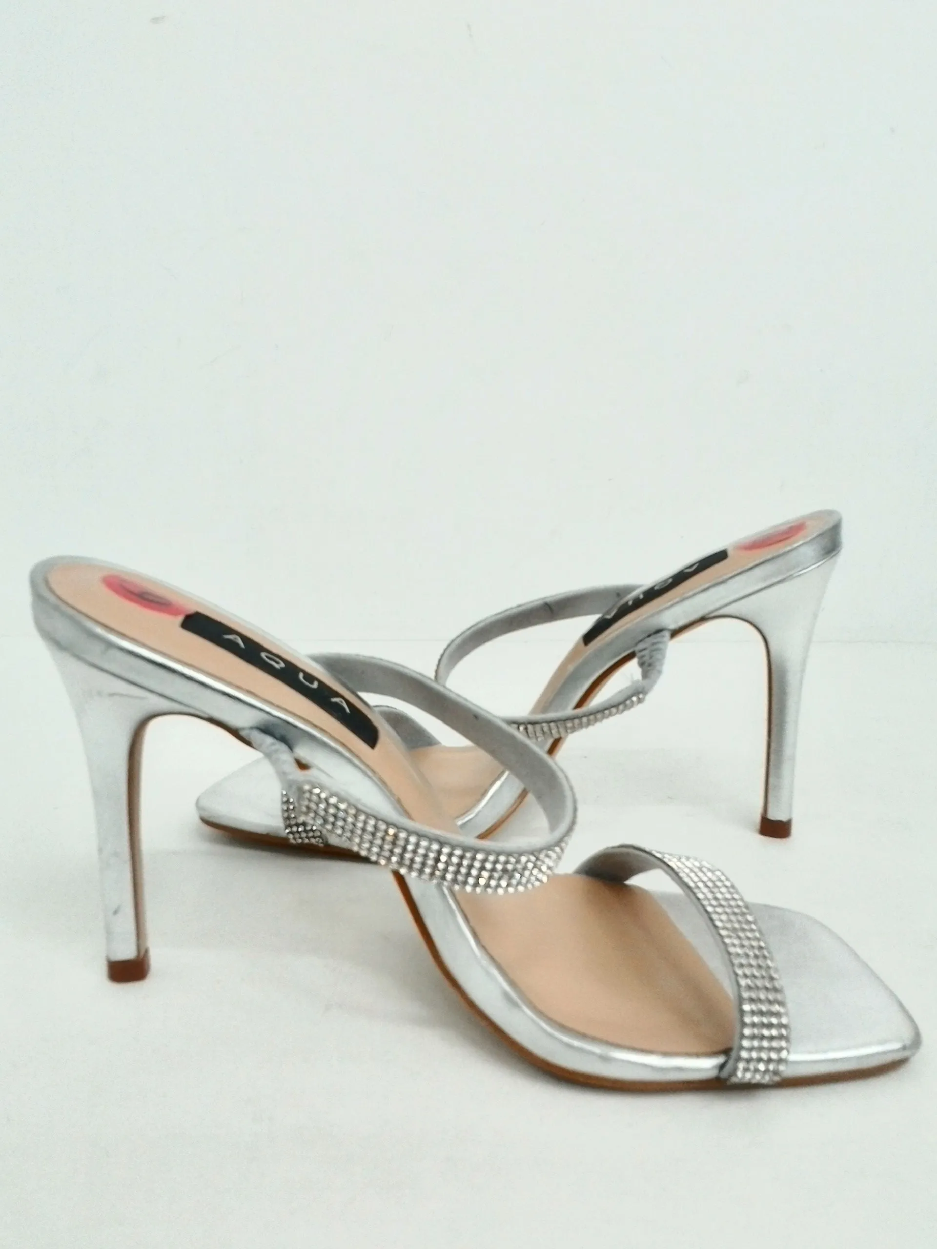 Aqua Women's Silver Heeled Mule Size 6.5 M