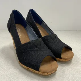 Black Shoes Heels Wedge Toms, Size 7