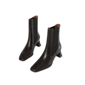 Bottines Élastiques - Cacao Embossé