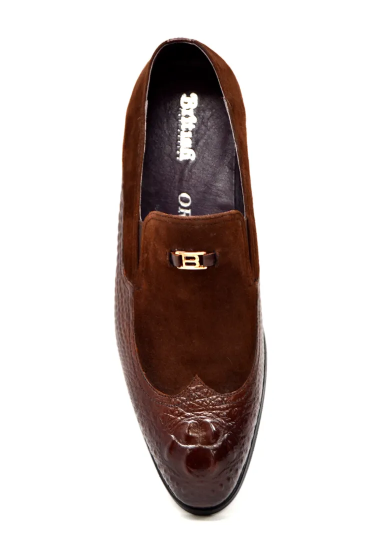 British Collection Shiraz Croc Leather & Suede Shoe - Elegant and Timeless