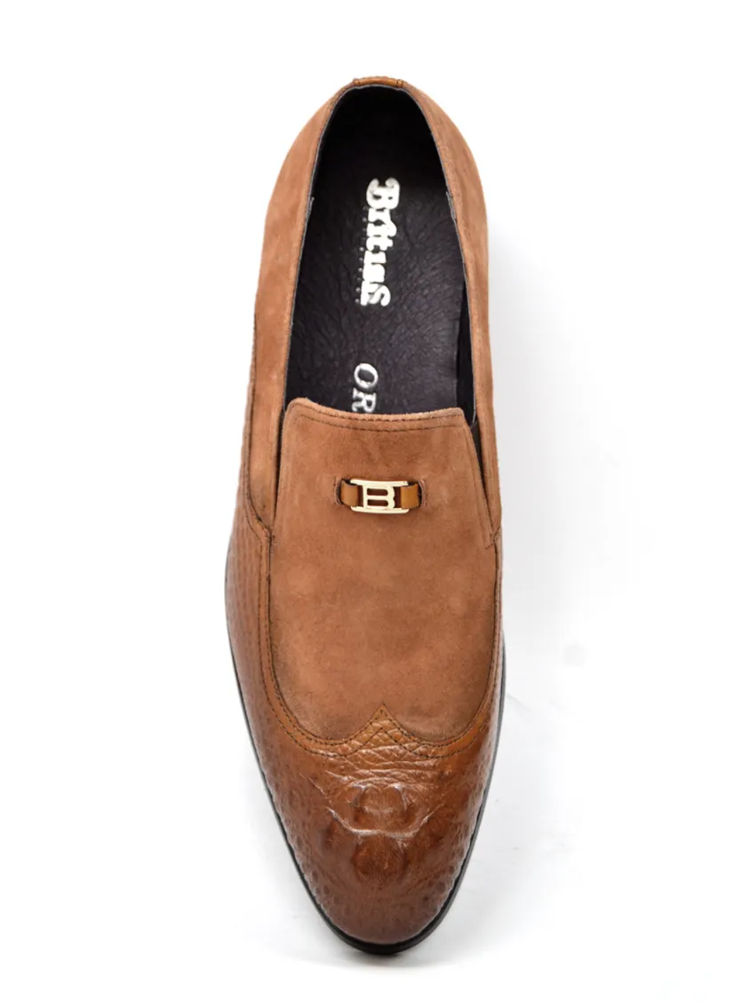 British Collection Shiraz Croc Leather & Suede Shoe - Elegant and Timeless