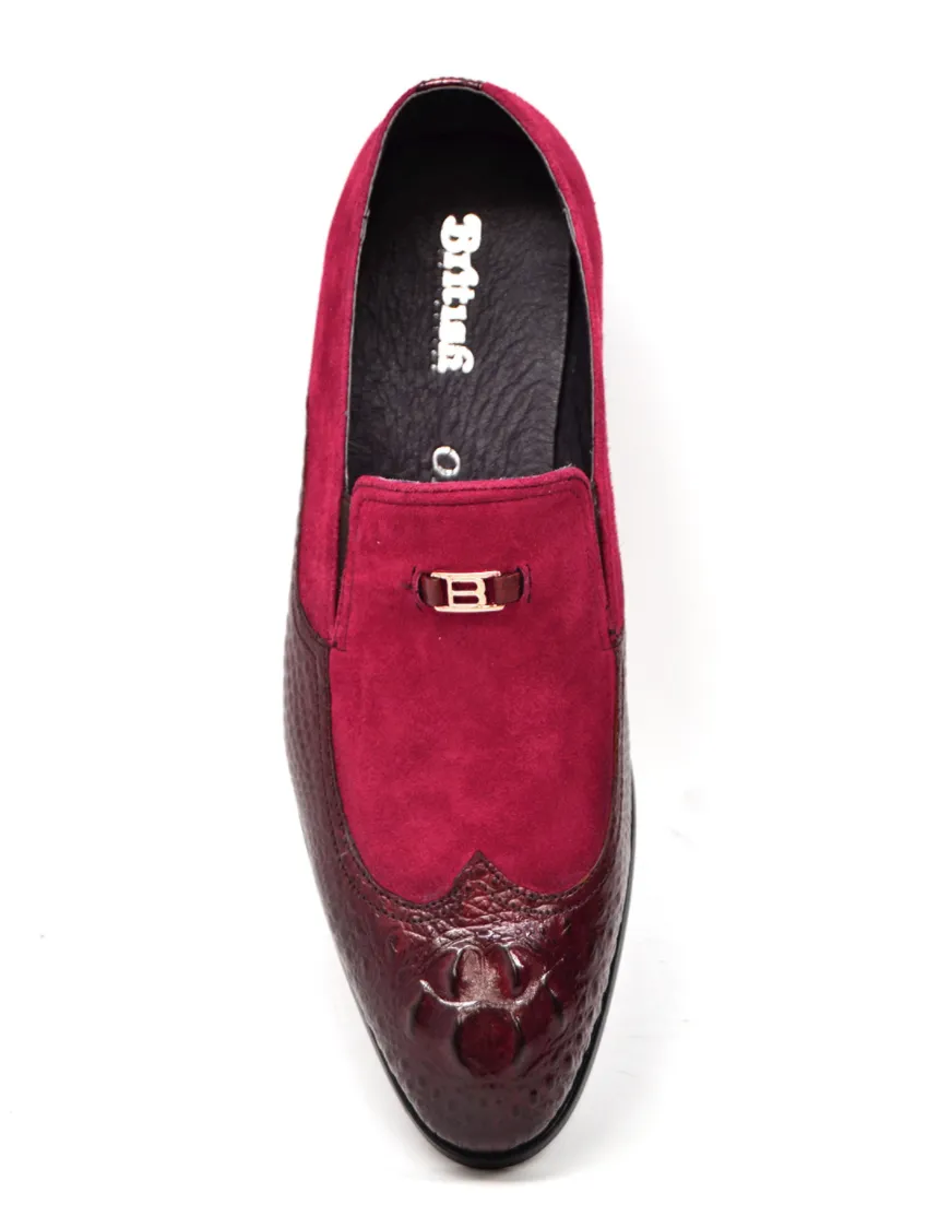 British Collection Shiraz Croc Leather & Suede Shoe - Elegant and Timeless