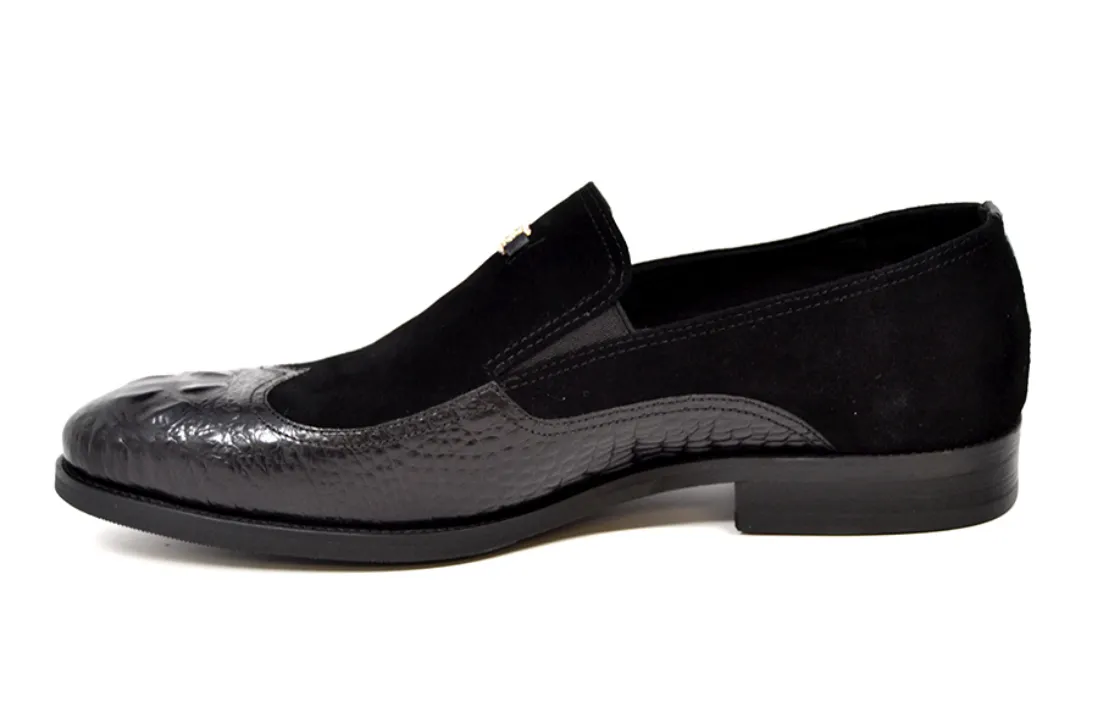 British Collection Shiraz Croc Leather & Suede Shoe - Elegant and Timeless