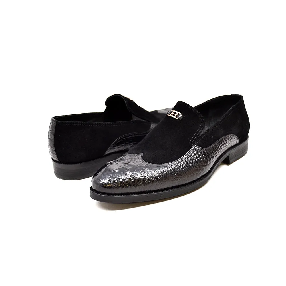 British Collection Shiraz Croc Leather & Suede Shoe - Elegant and Timeless