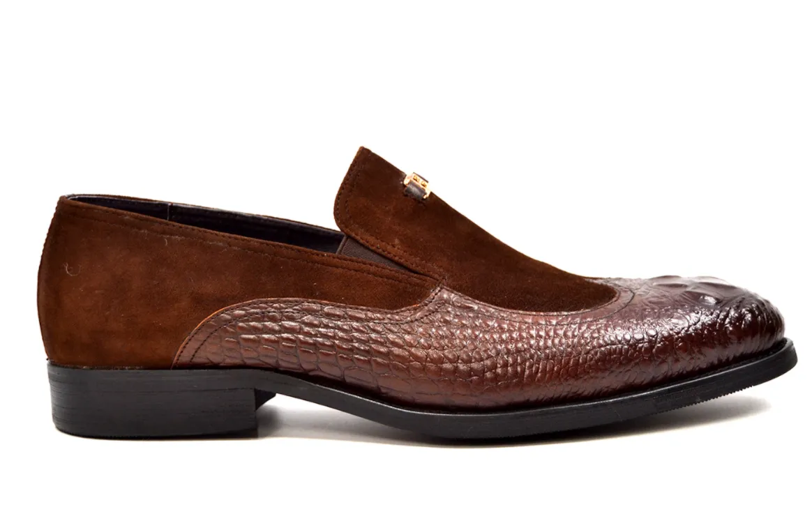 British Collection Shiraz Croc Leather & Suede Shoe - Elegant and Timeless