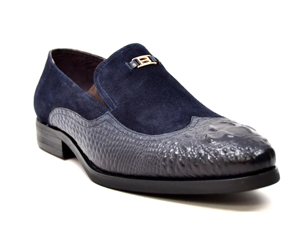 British Collection Shiraz Croc Leather & Suede Shoe - Elegant and Timeless