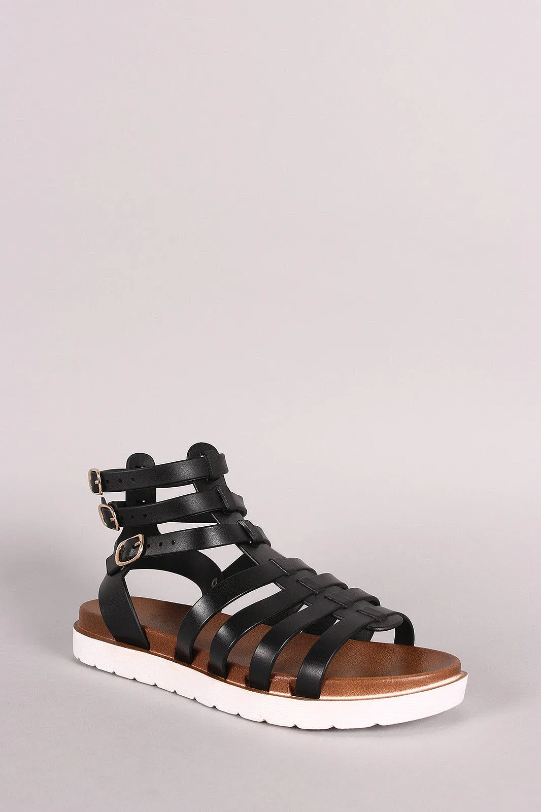 Buckled Gladiator Jelly Footbed Flat Sandal