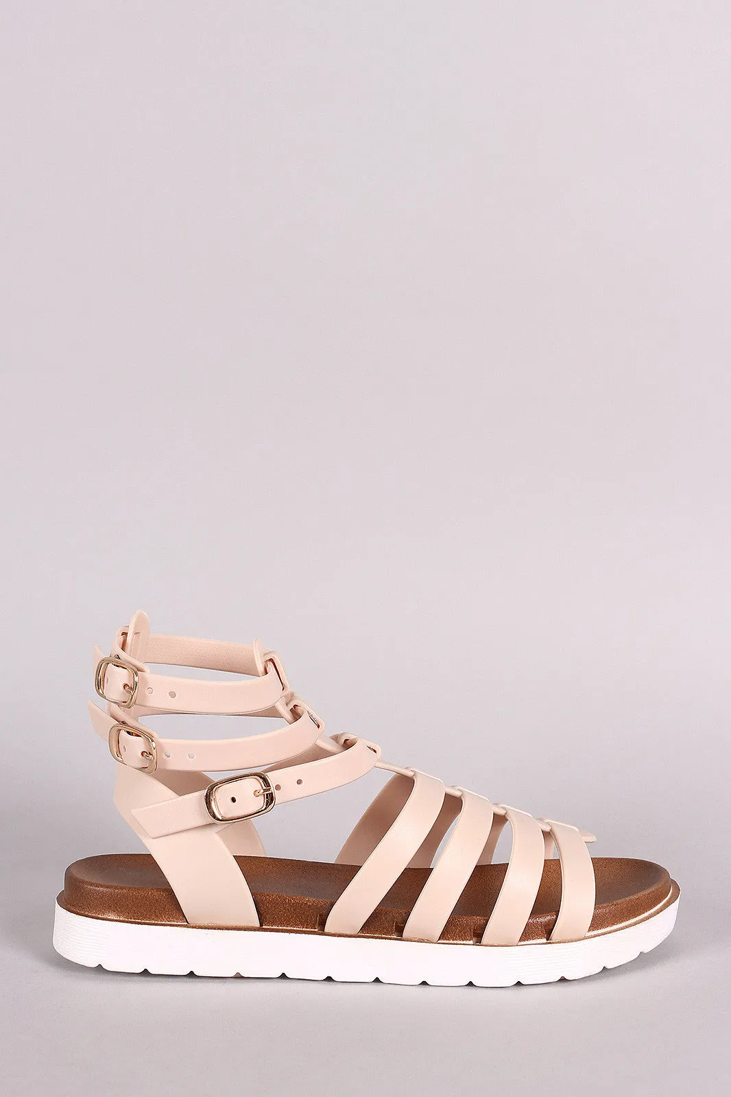 Buckled Gladiator Jelly Footbed Flat Sandal