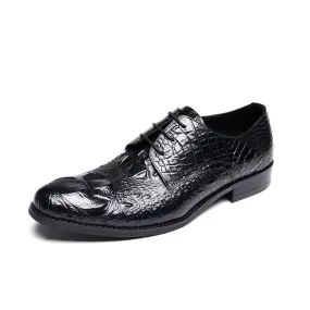 Men Lace Up Crocodile Leather Formal Shoes