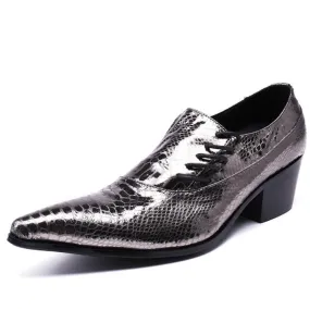 Men Lace Up High Heel Oxford Shoes