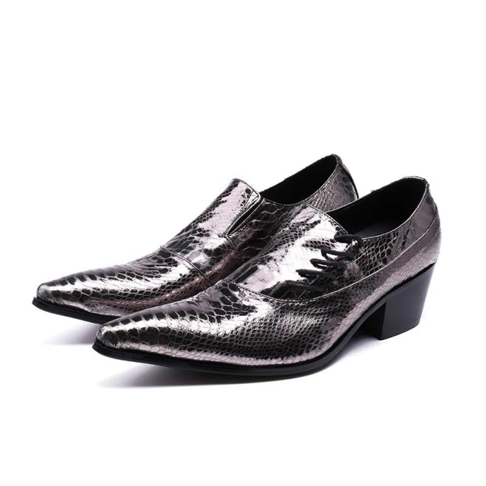 Men Lace Up High Heel Oxford Shoes