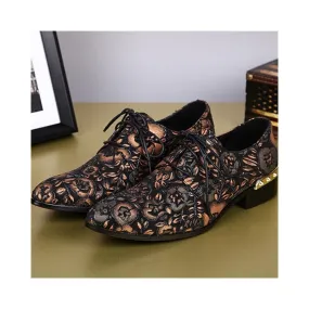 Men Lace Up Printed Pointed Toe Formal Shoes