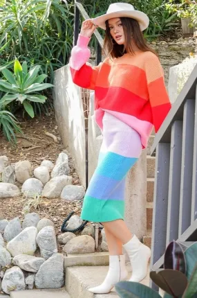 Rainbow Knit Sweater Set