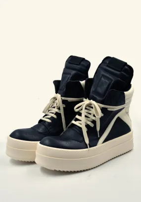 RICK OWENS MEN RR02C7868 MEGA BUMPER GEOBASKET SNEAKERS BLACK/MILK