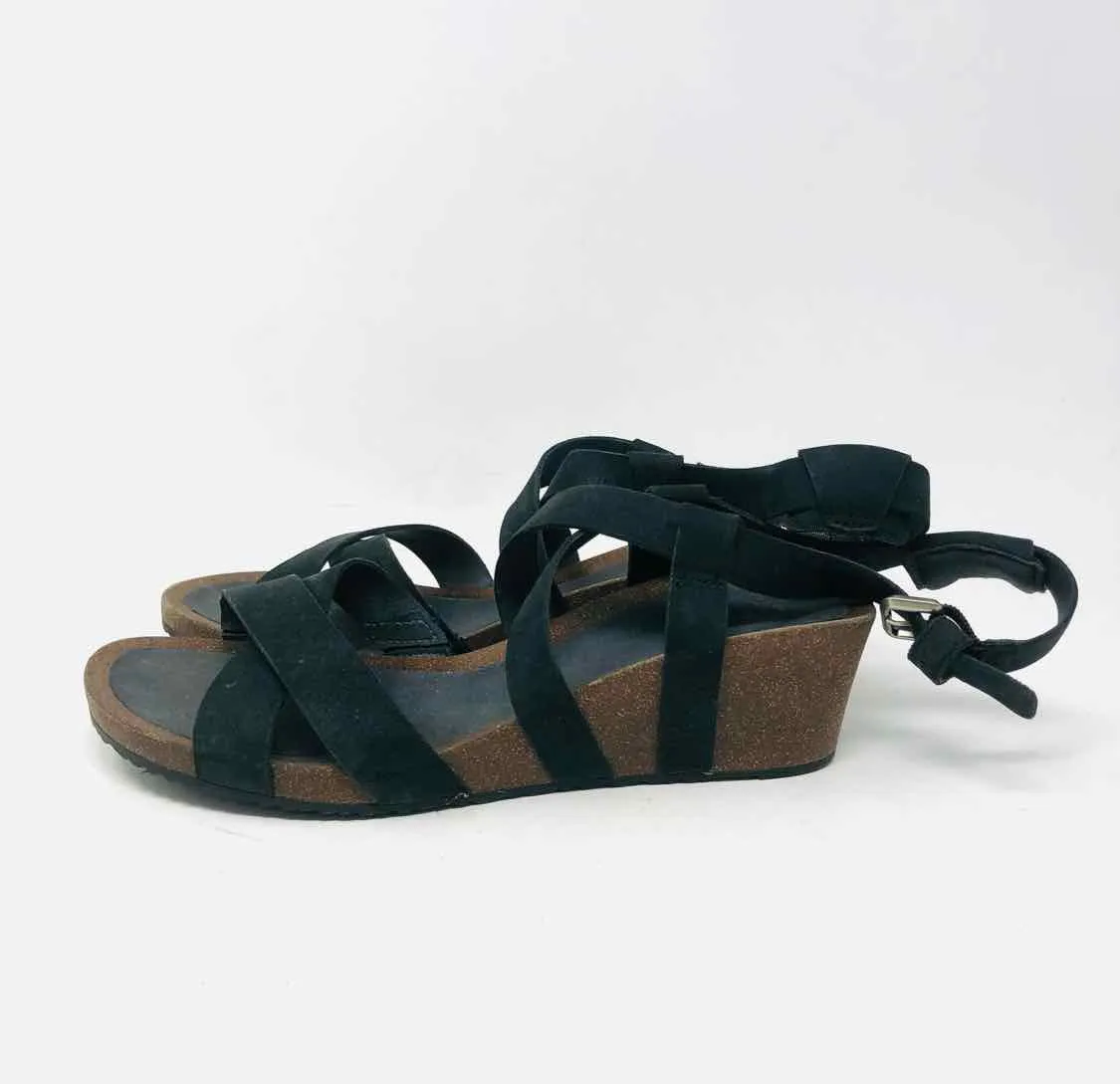 Teva Size 10 Black Crisscross Suede Shoes Wedge Sandal