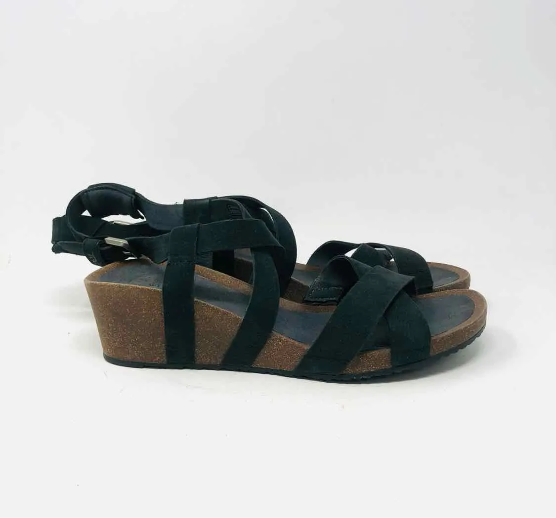 Teva Size 10 Black Crisscross Suede Shoes Wedge Sandal